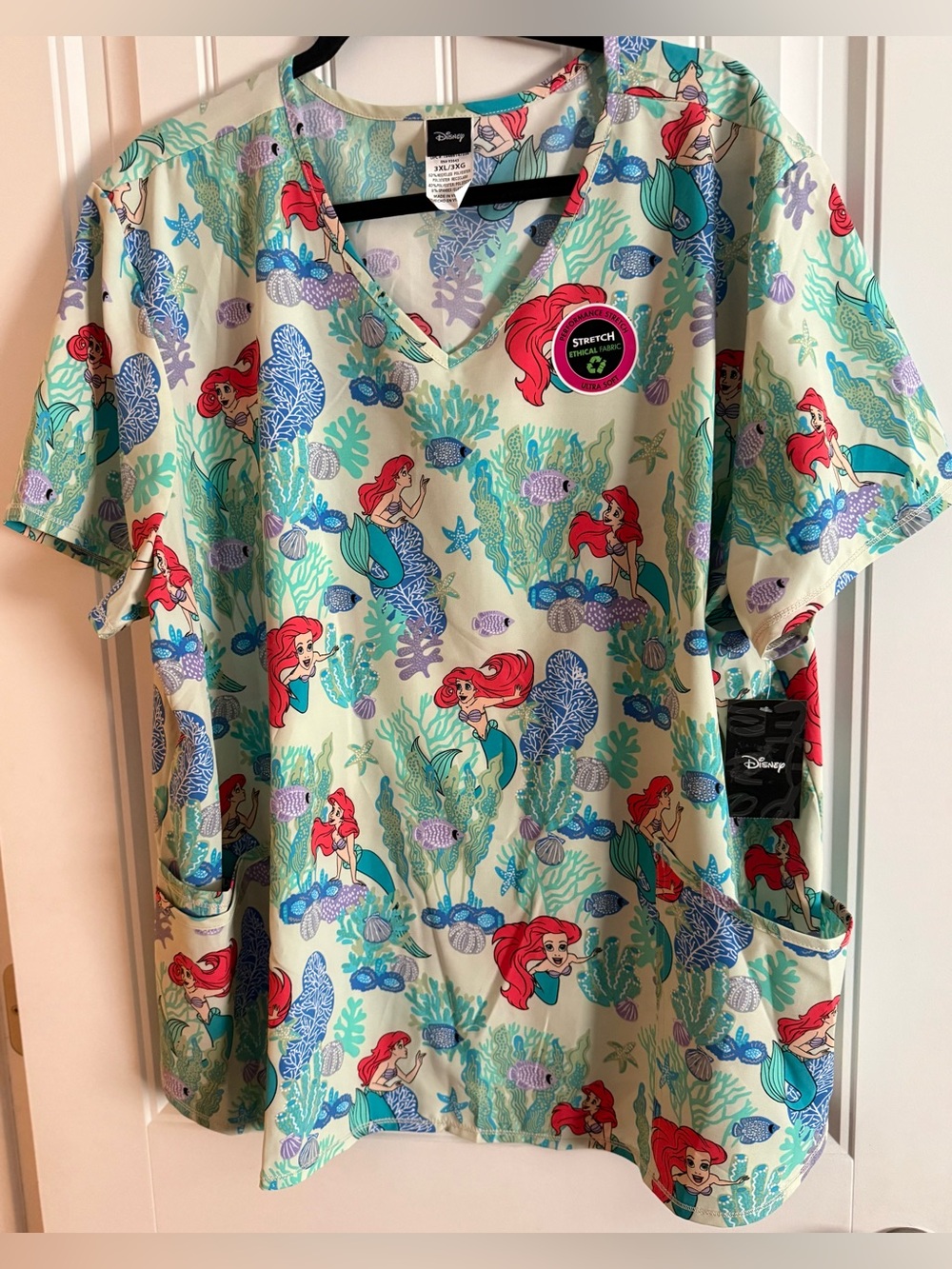 Disney Ariel Print Scrub Top